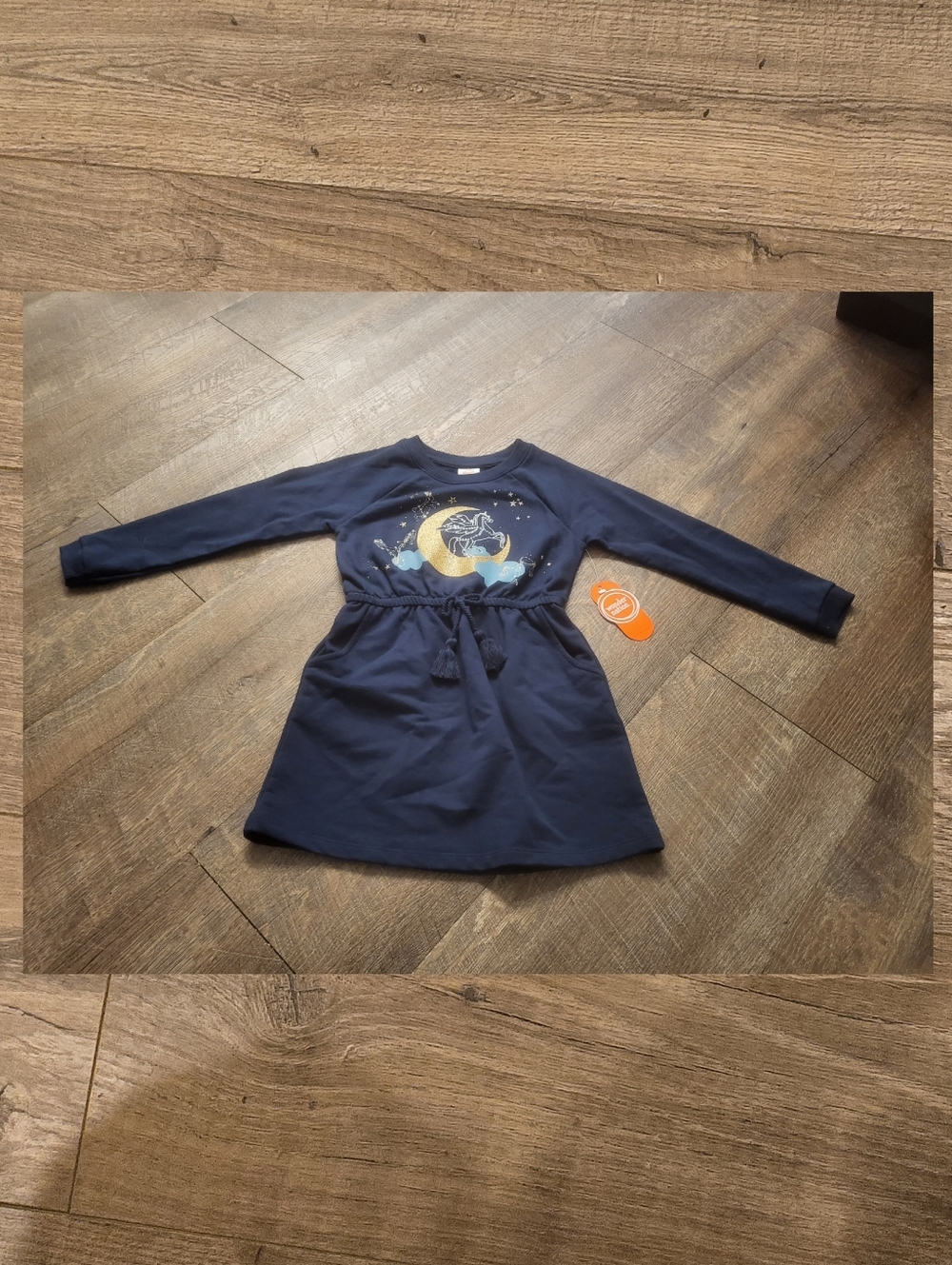 🌻 NWT Winter Girl Blue Unicorn Sweater Dress Braided Belt Design Size‎ Xs (4/5)
